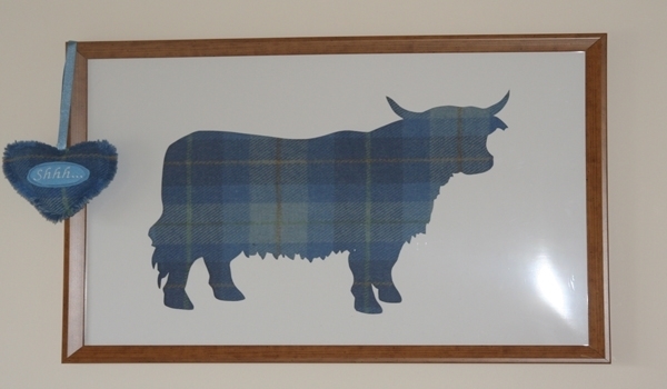 Blue Harris Tweed Highland Cow Picture